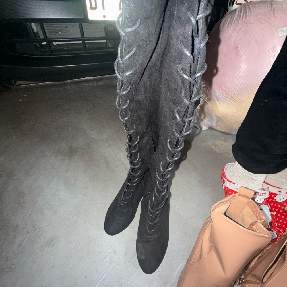Women's Black Lace-Up Boots